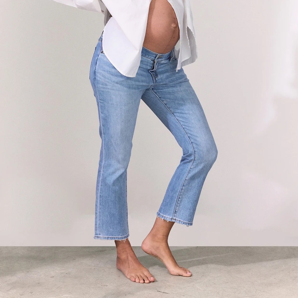 NWT Hatch Collection The Crop Maternity Jean Light Wash